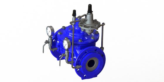 PN16 صمام التحكم في تدفق الحديد المرن مع مقاومة الضغط العالي و Blue Ral5005 Finish لتطبيقات 0-80 ° F